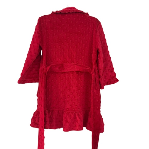 Petit Lem Red Minky Dot Ruffle Robe 2/3 Girls - Picture 5 of 6